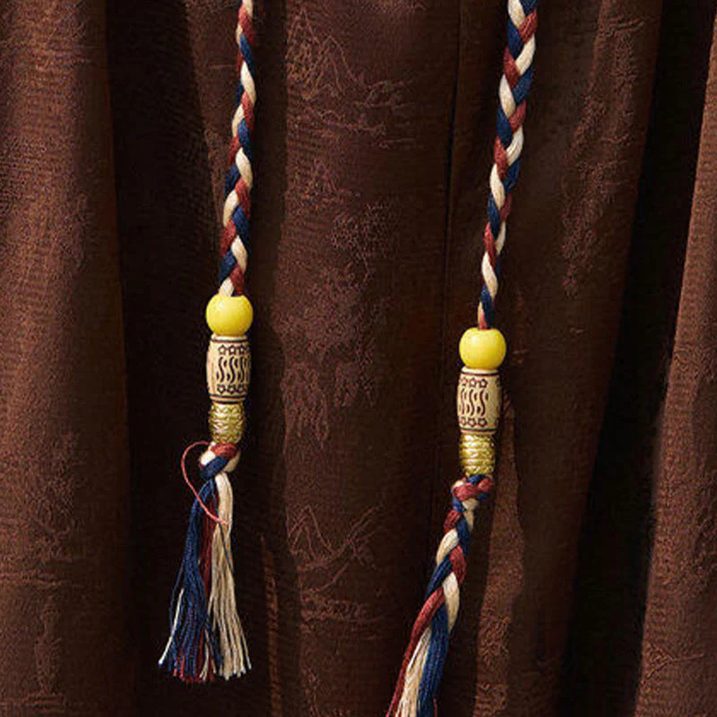 Buddha Stones Summer Character Embroidery Design Drawstring Men's 7-8 Length Pants With Pockets