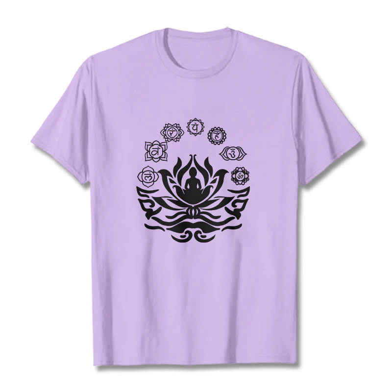 Buddha Stones OM Symbol Sanskrit Mantras Buddha Lotus Flower Design Tee T-shirt