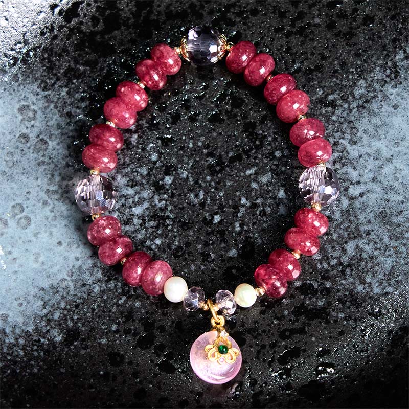 Buddha Stones Natural Rose Quartz Bow Peace Buckle Loving Energy Bracelet