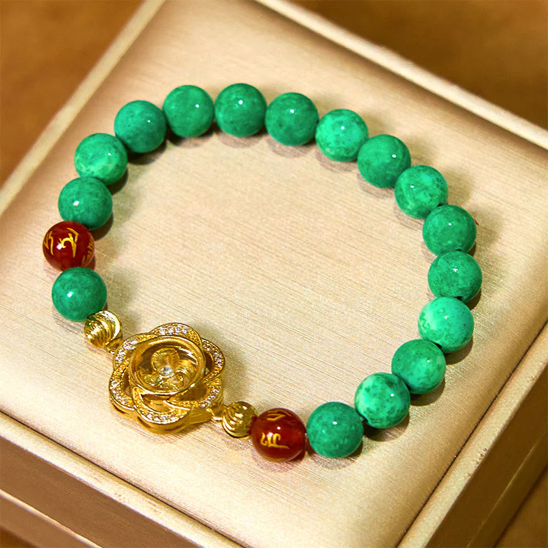 Buddha Stones Natural Jade Om Mani Padme Hum Cyclone Charm Prosperity Bracelet