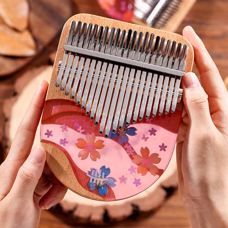 Buddha Stones Kalimba 17/21 Keys Thumb Piano Beech Wood Pink Cherry Portable Finger Piano