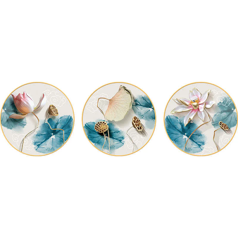 Buddha Stones 3Pcs Lotus Flower Meditation Enlightenment Wall Art Stickers