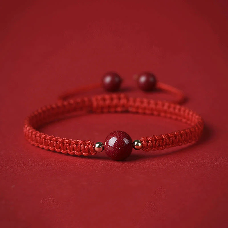 Buddha Stones Lucky Cinnabar Bead Blessing Red String Bracelet