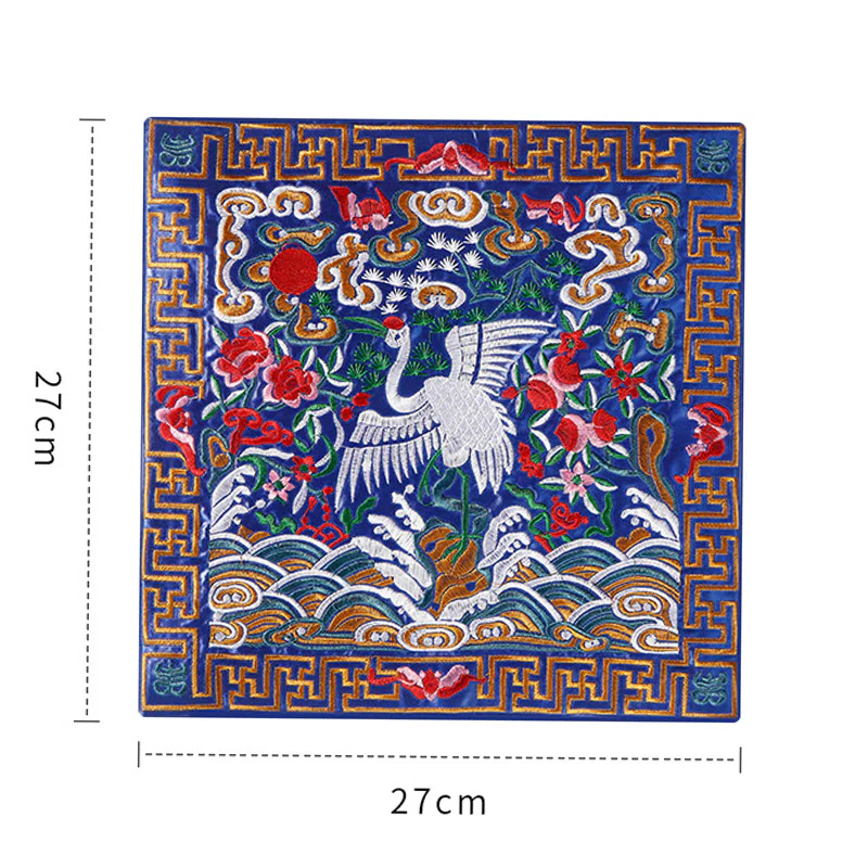 Buddha Stones Crane Phoenix Dragon Kirin Embroidered Cup Mat Pad Tea Cup Coaster Square Kung Fu Tea Mat