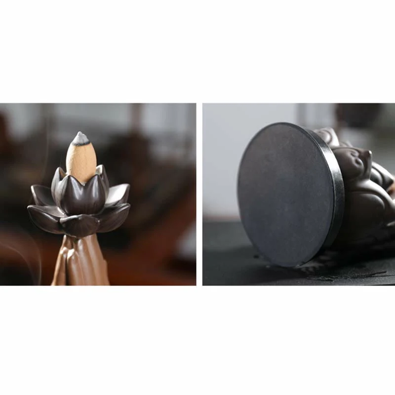 Buddha Stones Buddha Avalokitesvara Chenrezig Ksitigarbha Ceramic Lotus Blessing Backflow Incense Burner