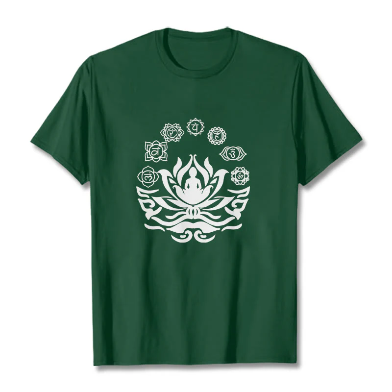 Buddha Stones OM Symbol Sanskrit Mantras Buddha Lotus Flower Design Tee T-shirt