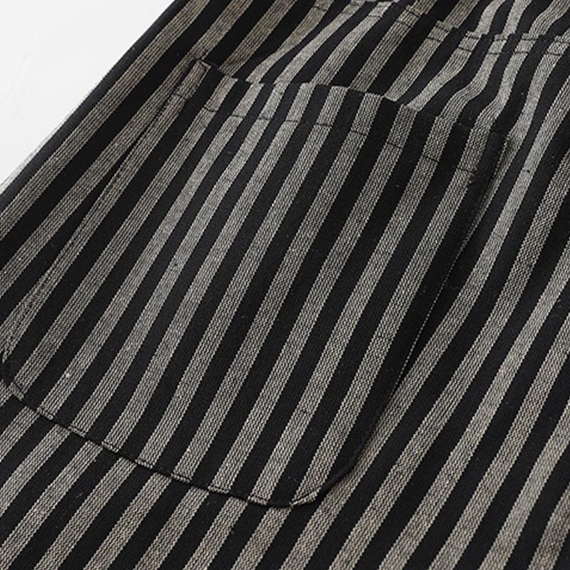 Buddha Stones Commute Striped Drawstring Design Women's Wide Leg Cotton Pants With Pockets