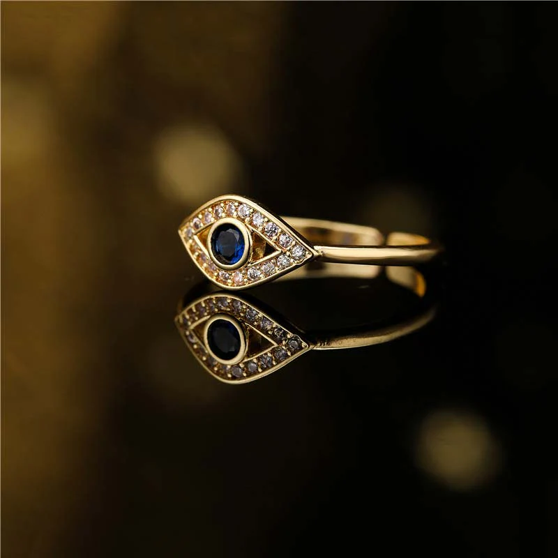 Buddha Stones Evil Eye Protection Blessing Copper Ring