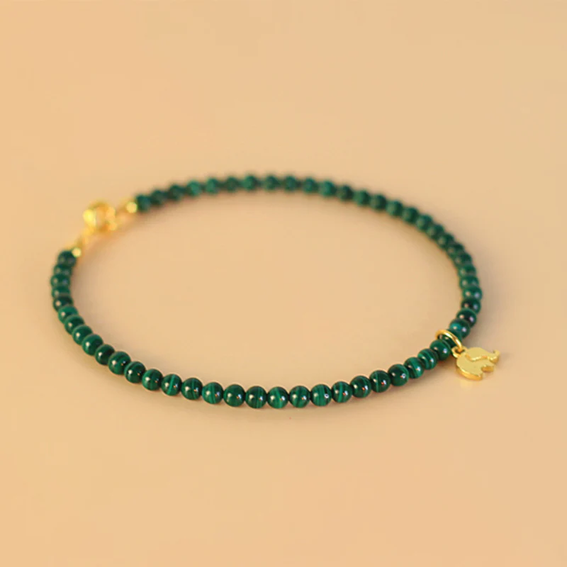 Buddha Stones Natural Malachite Elephant Anti-Anxiety Charm Bracelet