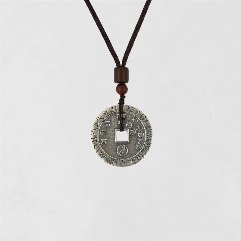 Buddha Stones Bagua Yin Yang Copper Coin Star Balance Energy Necklace Pendant