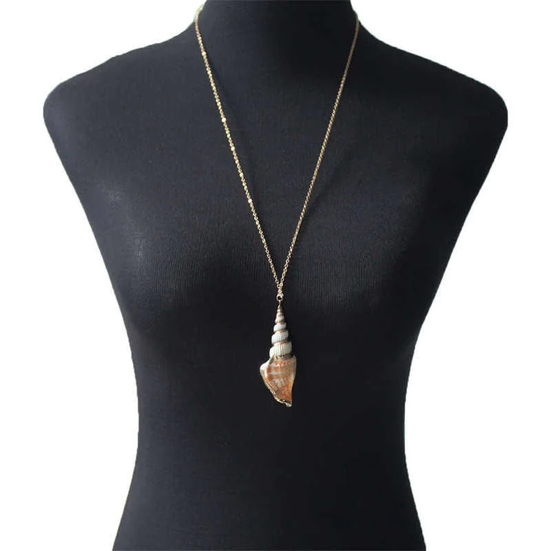 Buddha Stones Natural Shankha Conch Shell Seashell Lucky Necklace Pendant