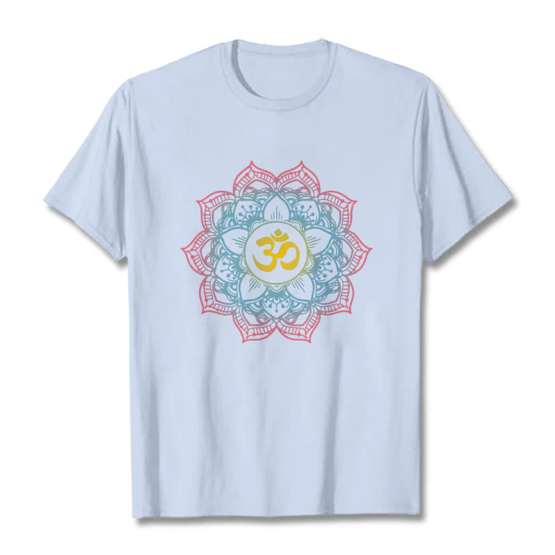 Buddha Stones Lotus-shaped Mandala OM Symbol Design Tee T-shirt