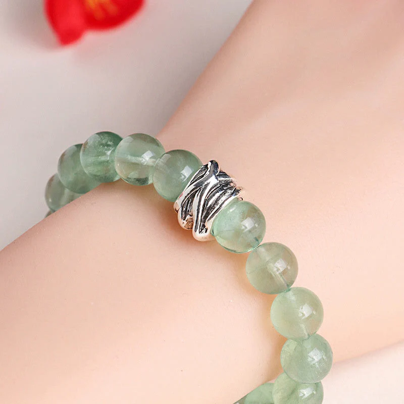 Buddha Stones Green Fluorite Beads Moon Star Peace Bracelet
