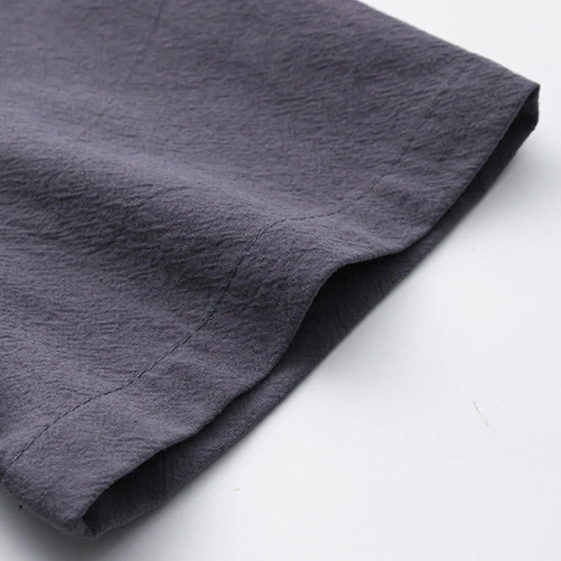 Buddha Stones 2Pcs Chinese Characters Crane Cotton Shirt Pants With Pockets Men's Meditation Cloth Set