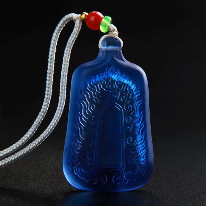 Buddha Stones Tibetan Medicine Buddha Liuli Crystal Compassion Serenity Necklace Pendant