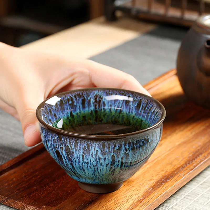 Buddha Stones Multicolor Ceramic Teacup Ocean Wave Tea Cups