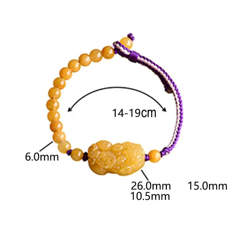 Buddha Stones Golden Silk Jade Beads PiXiu Wealth Bracelet