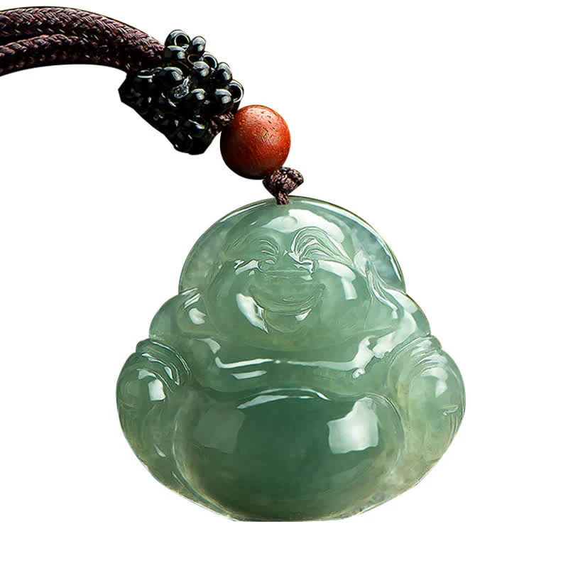 Buddha Stones Laughing Buddha Jade Abundance String Necklace Pendant