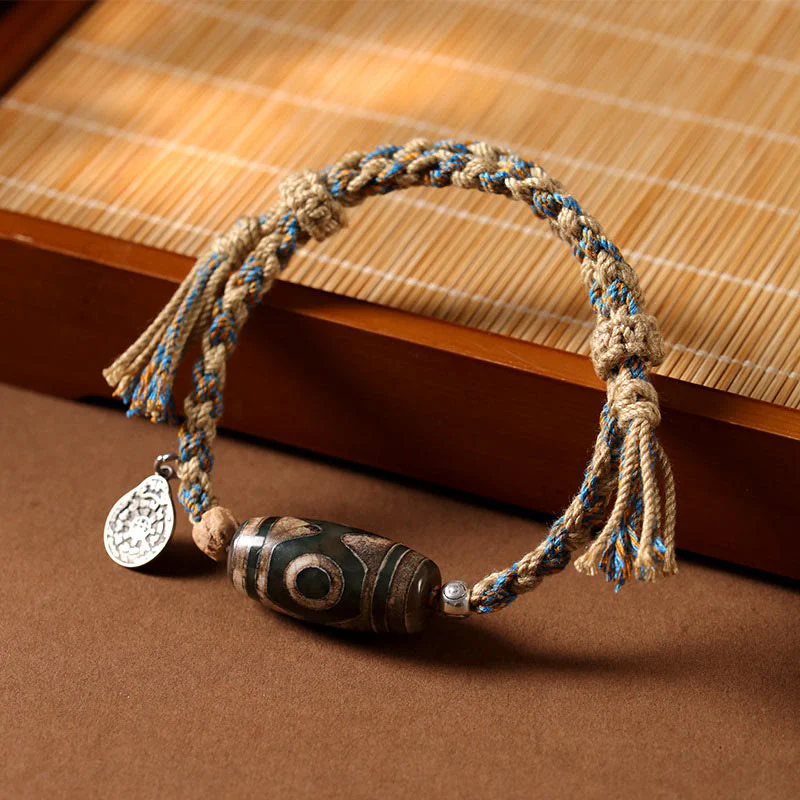 Buddha Stones Tibetan Dzi Bead Wealth  Protection Braided Bracelet