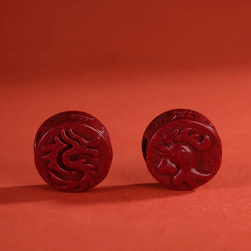 Buddha Stones Year of the Dragon 925 Sterling Silver Chinese Zodiac Cinnabar Auspicious Matches Blessing Bracelet