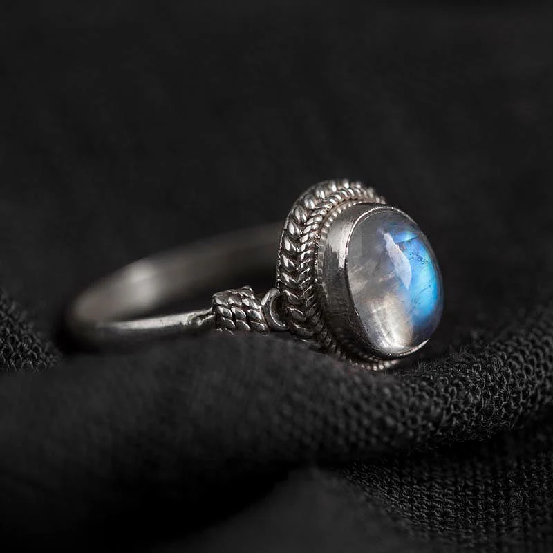 Buddha Stones 925 Sterling Silver Natural Moonstone Positive Ring