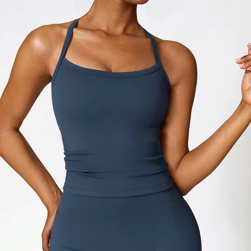 Buddha Stones Solid Color Crop Tank Top High Waist Shorts Sports Fitness Gym Yoga Outfits
