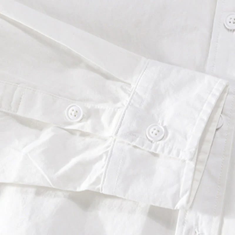 Buddha Stones Spring Daily Line Patchwork Design Lapel Men's Long Sleeve Cotton Linen Shirt With Pockets