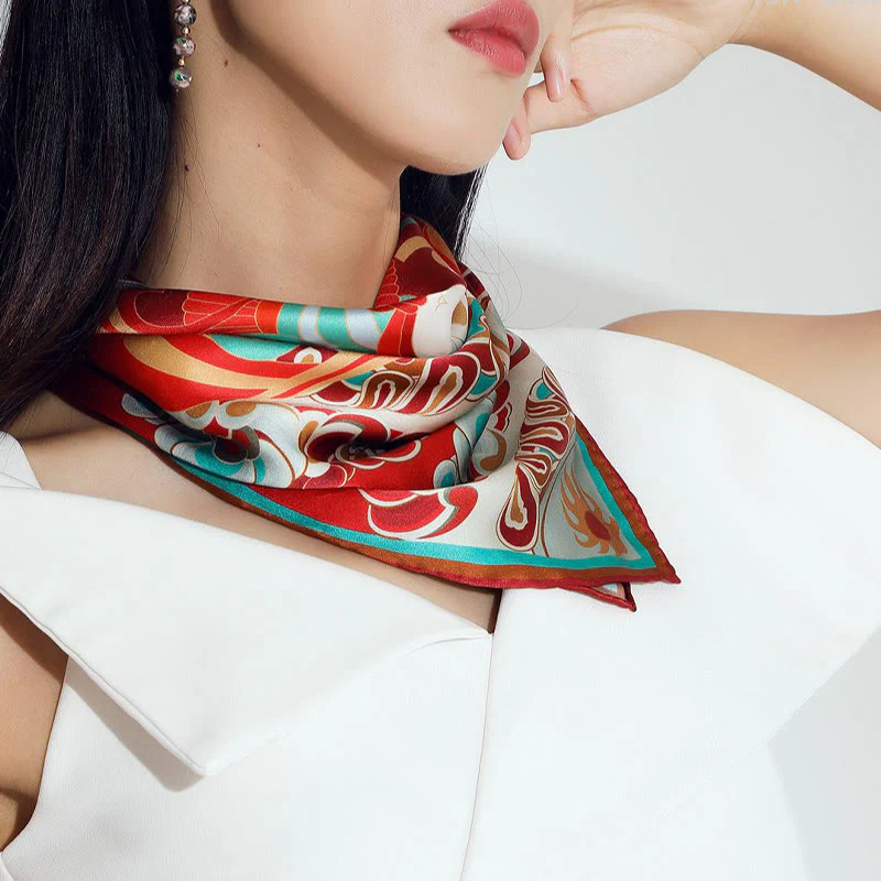 Buddha Stones Dunhuang Rebound Pipa Flying Frescoes 100% Mulberry Silk Scarf Premium Grade 6A Dunhuang Shawl