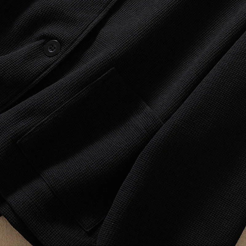 Buddha Stones Plain Lapel Women's Cotton Jacket With Pockets