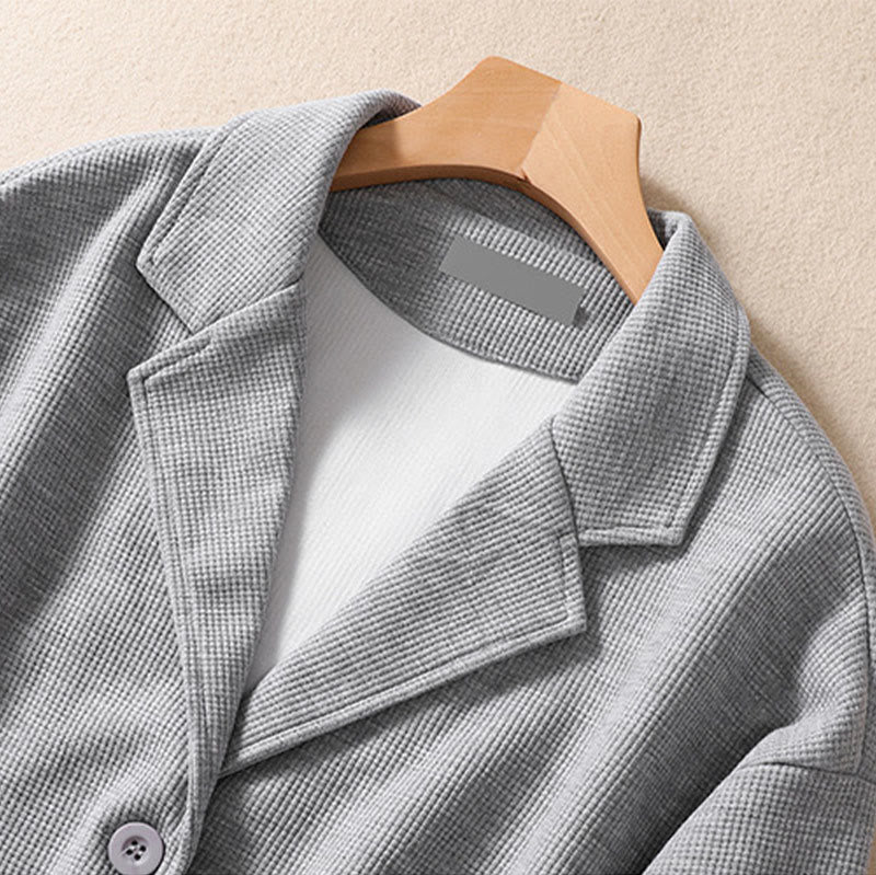 Buddha Stones Plain Lapel Women's Cotton Jacket With Pockets