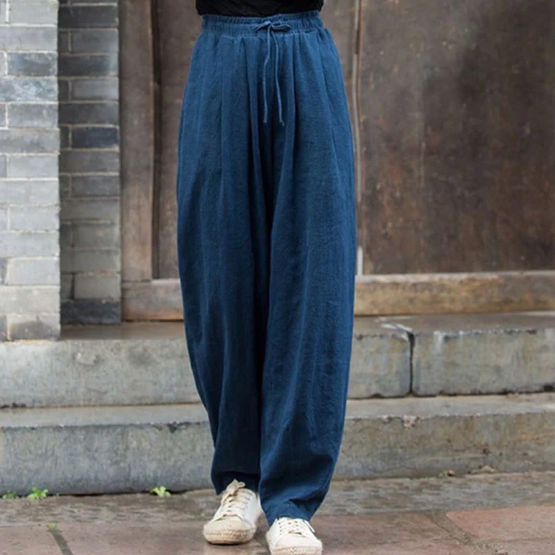Buddha Stones Plain Design Cotton Women's Pants
