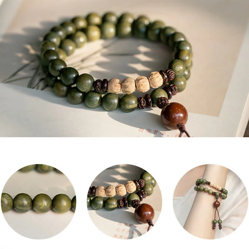 Buddha Stones Green Sandalwood Positive Peace Bracelet