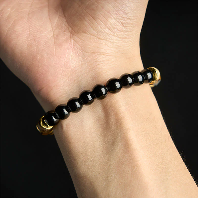 Buddha Stones Black Obsidian Beads Sectional Tiger Eye Stone Purification Bracelet