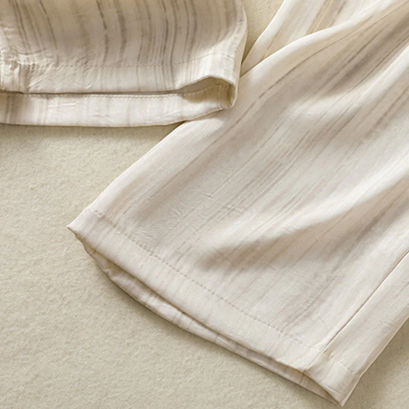 Buddha Stones Artistic Casual Vertical Lines Pattern Drawstring Ankle-length Women's Pants With Pockets