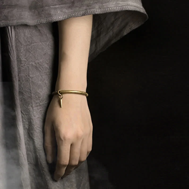 Buddha Stones Lava Rock Stone Copper Balance Cuff Bracelet Bangle