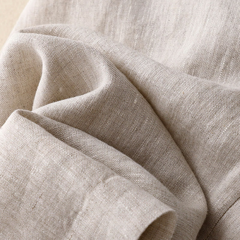 Buddha Stones Summer Casual Simple Design Linen Women's Wide Leg Pants With Zipper Pockets