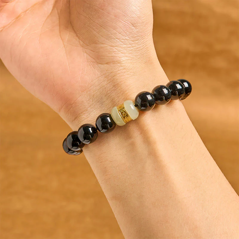 Buddha Stones Natural Black Onyx Jade Support Bracelet