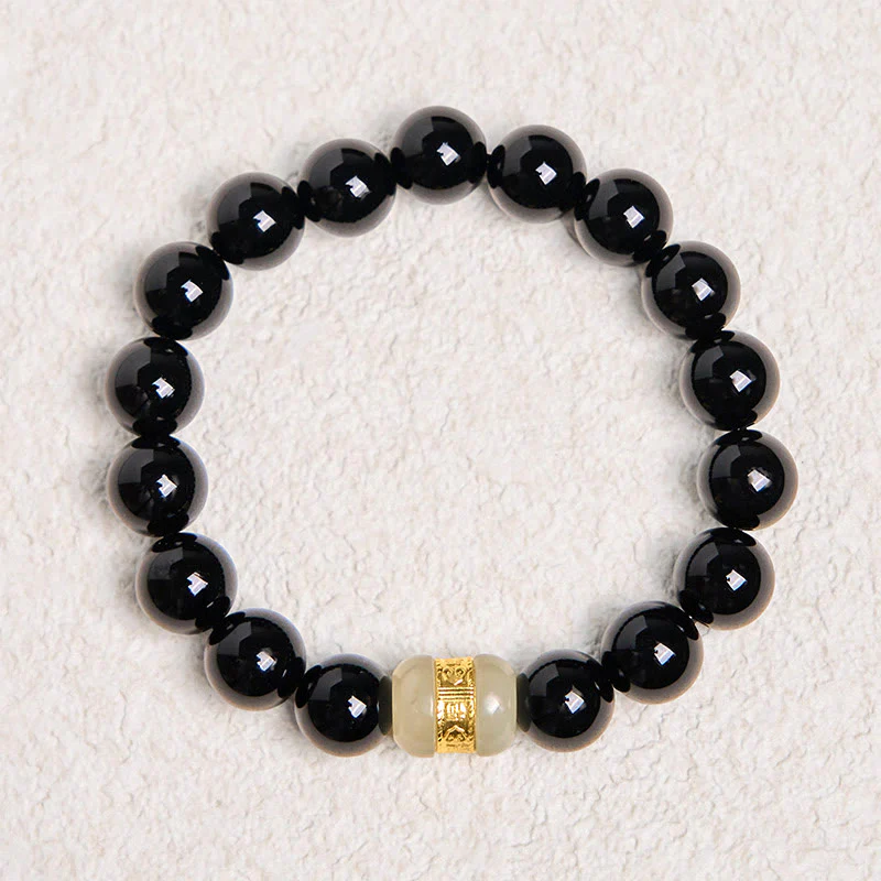 Buddha Stones Natural Black Onyx Jade Support Bracelet