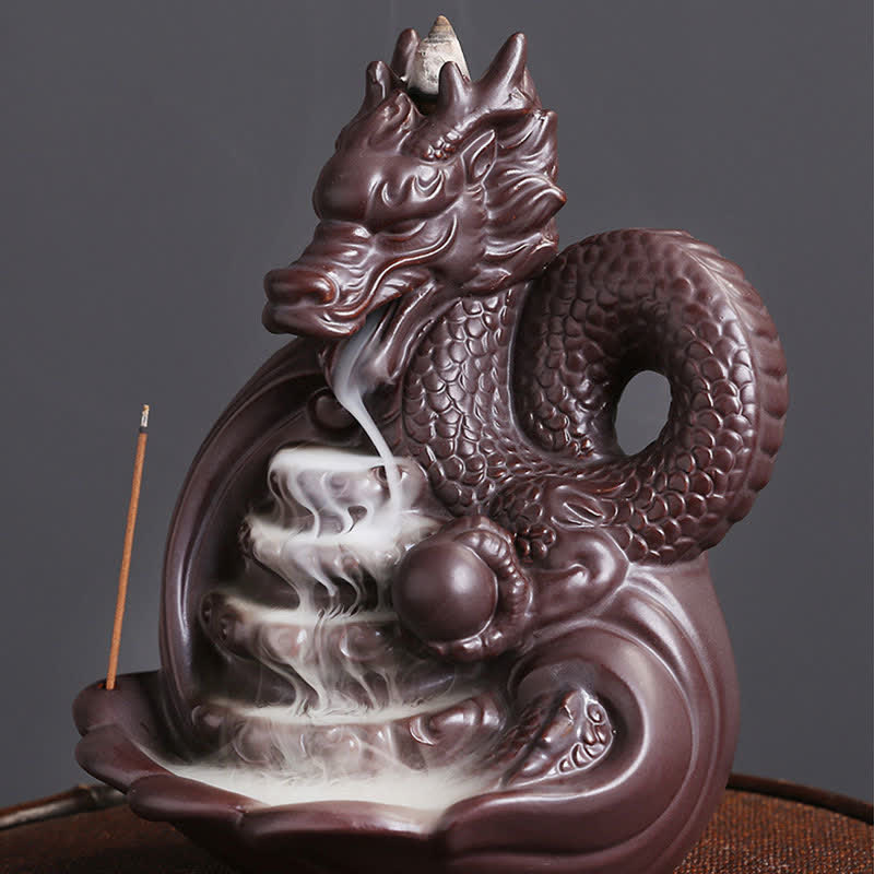 Buddha Stones Dragon Pattern Success Ceramic Incense Burner Decoration