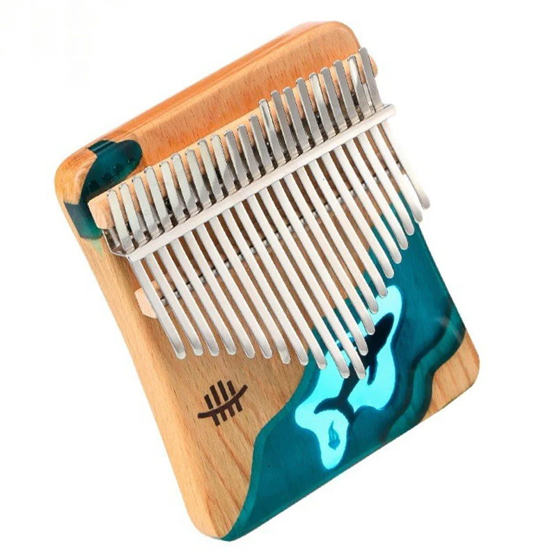 Buddha Stones Kalimba 17/21 Keys Thumb Piano Beech Wood Deep Sea Blue Whale Portable Finger Piano