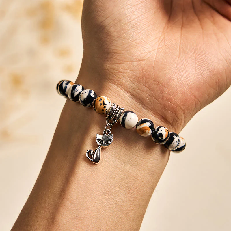 Buddha Stones Calico Cat Natural Stone Bead Confidence Bracelet