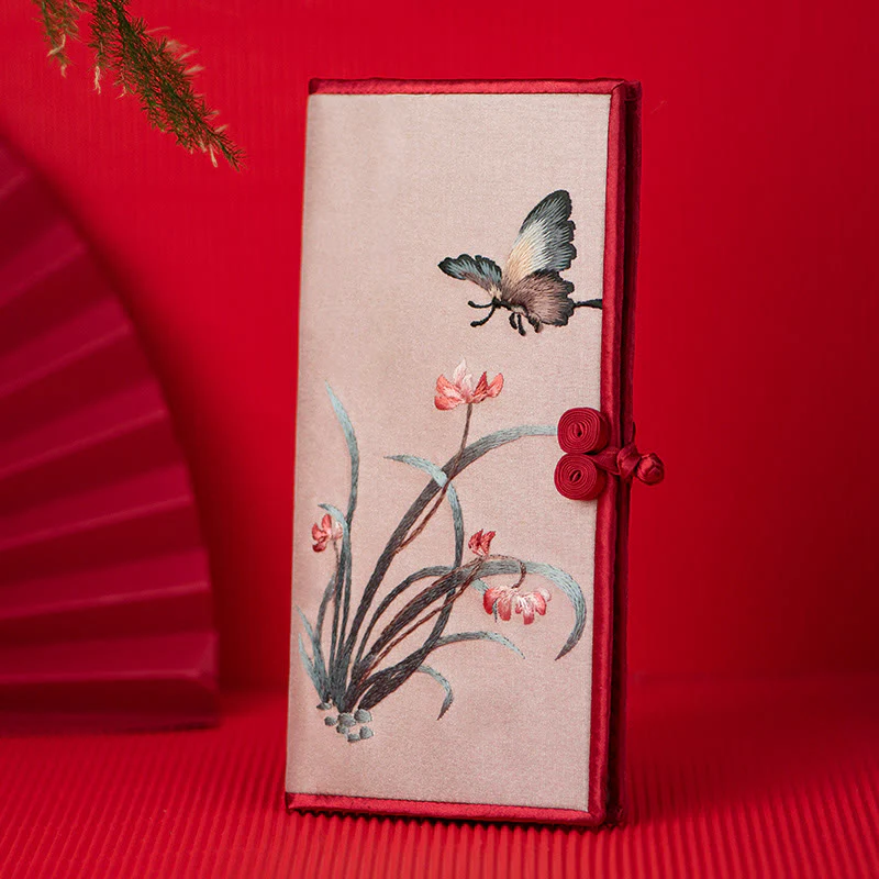 Buddha Stones Butterfly Orchid Su Embroidery Journey Shopping Purse Handbag