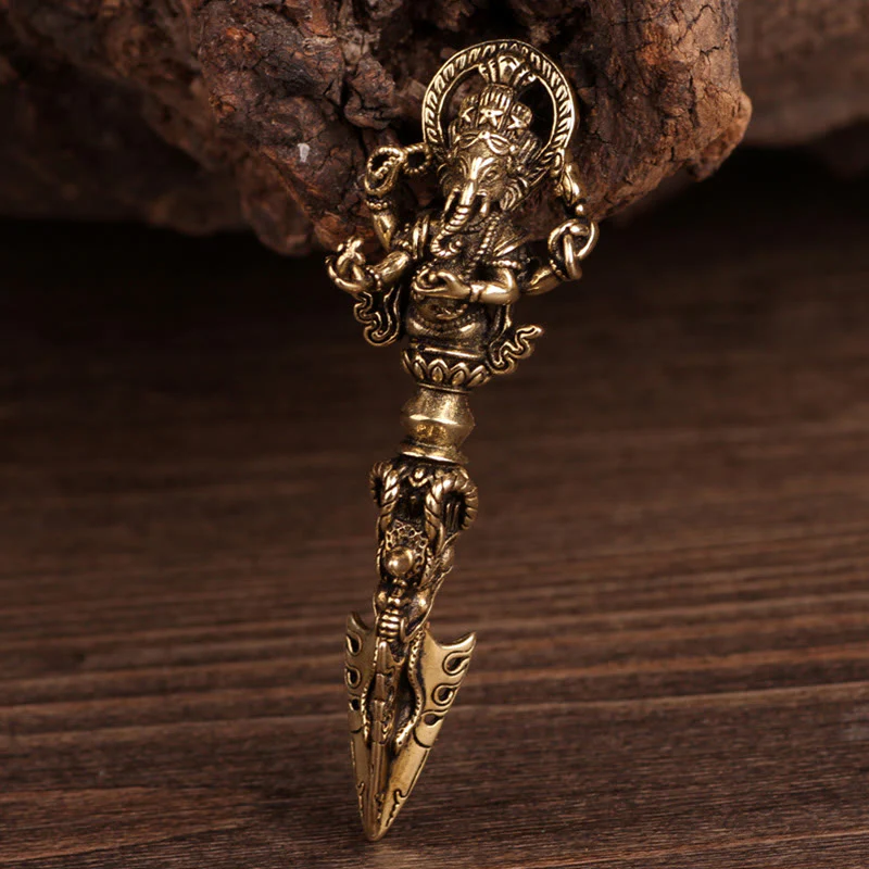 Buddha Stones Tibetan Ganesh Ganpati Elephant God of Wealth Dorje Vajra Spiritual Power Necklace Pendant