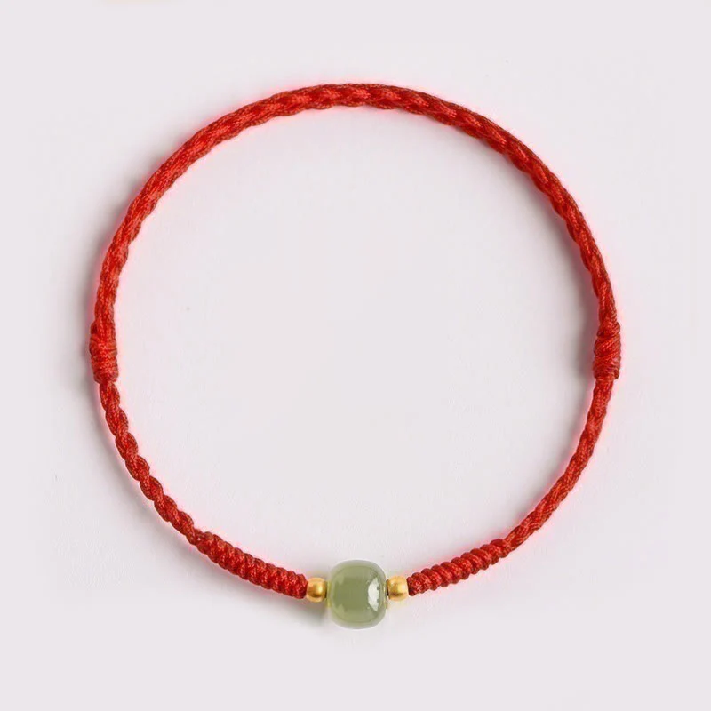 Buddha Stones Handmade Jade Lucky Bead Prosperity Braided Bracelet