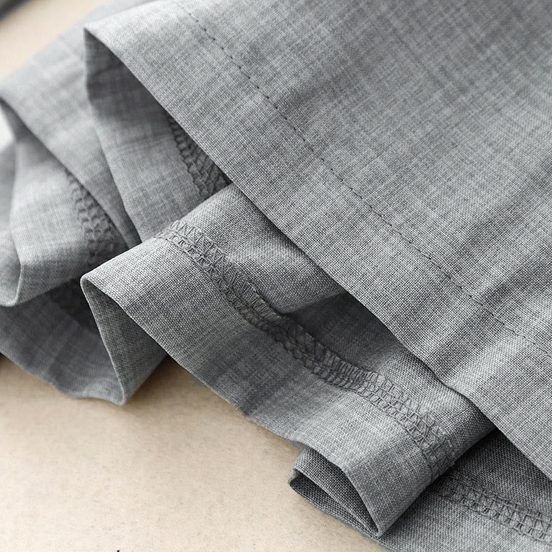 Buddha Stones Plain LightSteelBlue Women's Wide Leg Cotton Linen Pants With Pockets