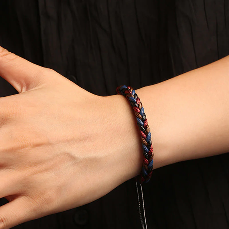 Buddha Stones Handmade Eight Thread Peace Knot Wax Cord Rope Braided Bracelet