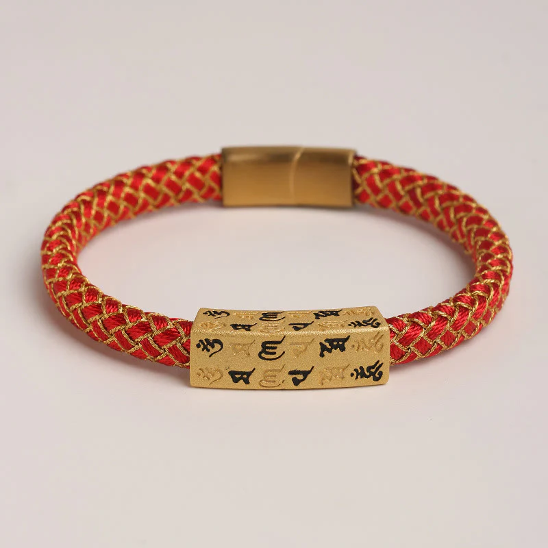 Buddha Stones Tibetan Om Mani Padme Hum Various Colors Rope Gold Thread Diamond Knot Luck Buckle Bracelet