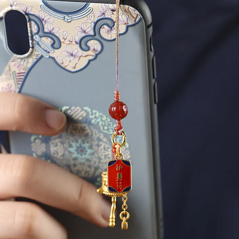 Buddha Stones Tibetan Om Mani Padme Hum Prayer Wheel Amulet Charm Protection Phone Hanging Decoration