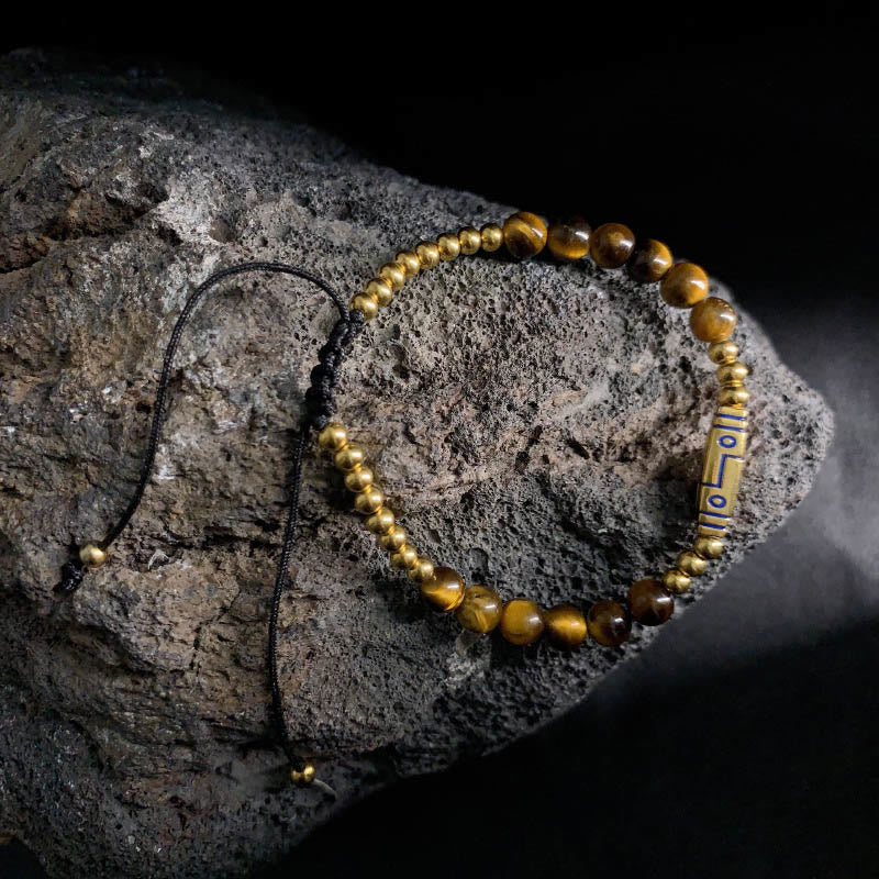 Buddha Stones Cute Bone Pattern Tiger Eye Courage Beads Bracelet