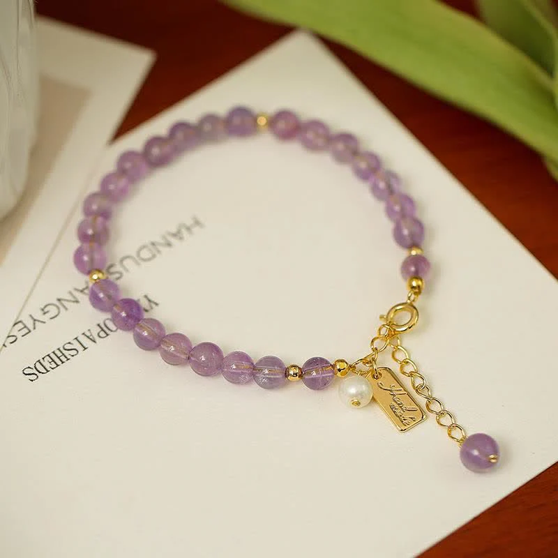 Buddha Stones Natural Amethyst Crystal Relieves Stress Bracelet